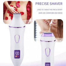 (Pink) 4-in-1 Women's Electric Hair Removal Shaver Trimmer for Bikini Underarm Legs Nose Hair with Cleaning Brush, Rechargeable