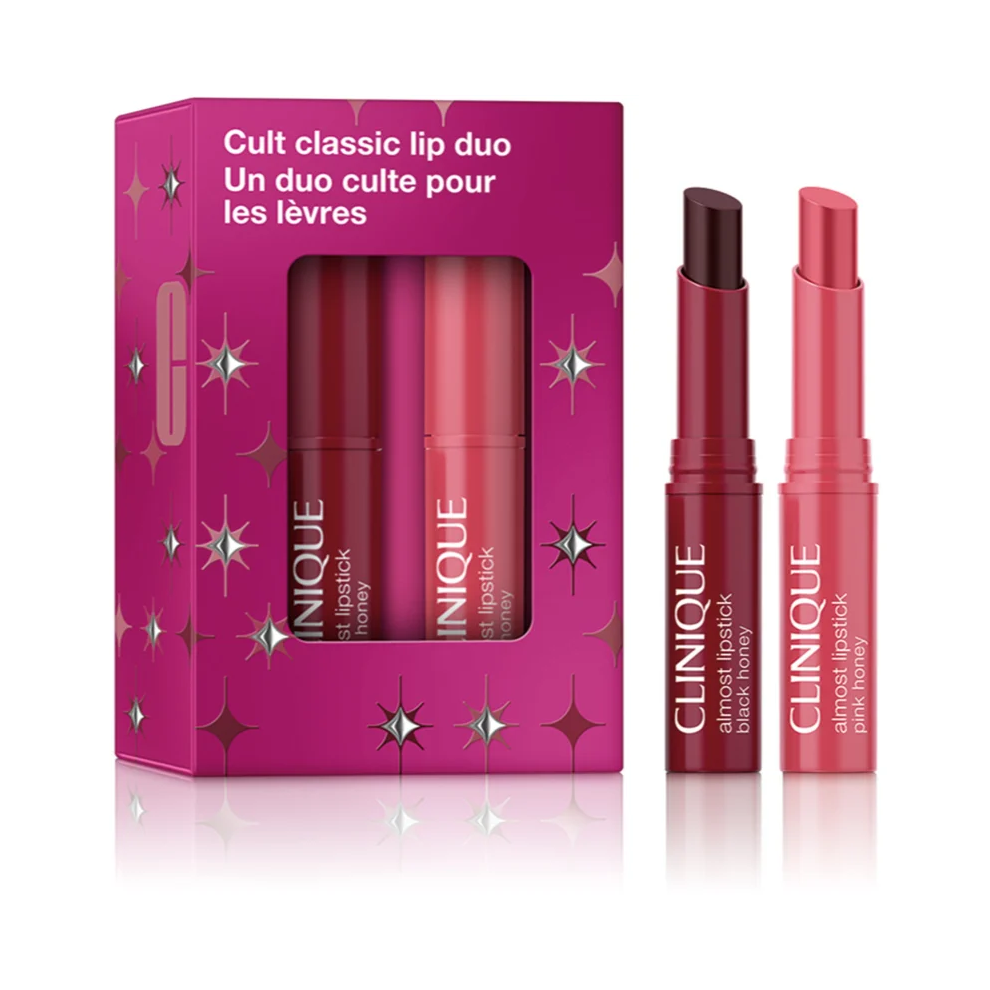 Photos - Lipstick & Lip Gloss Clinique  Classic Almost Lipstick Duo Gift Set 2pcs 6 (Pink Honey 1.2g & Black Honey 1.2g)