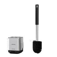 Toilet Brush with Holder Stainless Steel Compact SpaceSaving Bathroom Cleaning Set with Discreet Holder