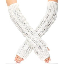 50cm Arm Warmers Hand Warmer for Women Long Fingerless Gloves Autumn Winter Thickened Mitten Knitted Arm Sleeve+Thumb Hole