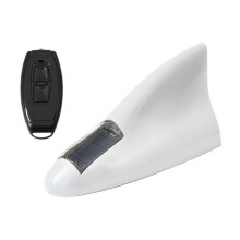 (B) Car Solar Shark Fin Antenna Remote Control Flashing Light Body Decoration
