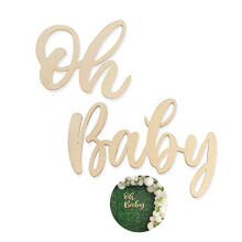 Wooden Baby Shower Sign Oh Baby Rustic Backdrop Decor for Gender Reveal Party Reusable Design