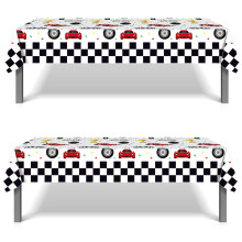 Race Car Birthday Party Tablecloth 2 Pack, Waterproof Disposable Racing Theme Table Cover 51 x 87 Inches