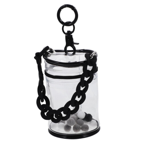 Clear Figure Display Case PVC Transparent Doll Storage Bag with Chain Dustproof Protective Design