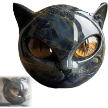 Black Cat Figurine Black Quartz Crystal Statue HandCarved Healing Stone Cat Decor Ready to Gift