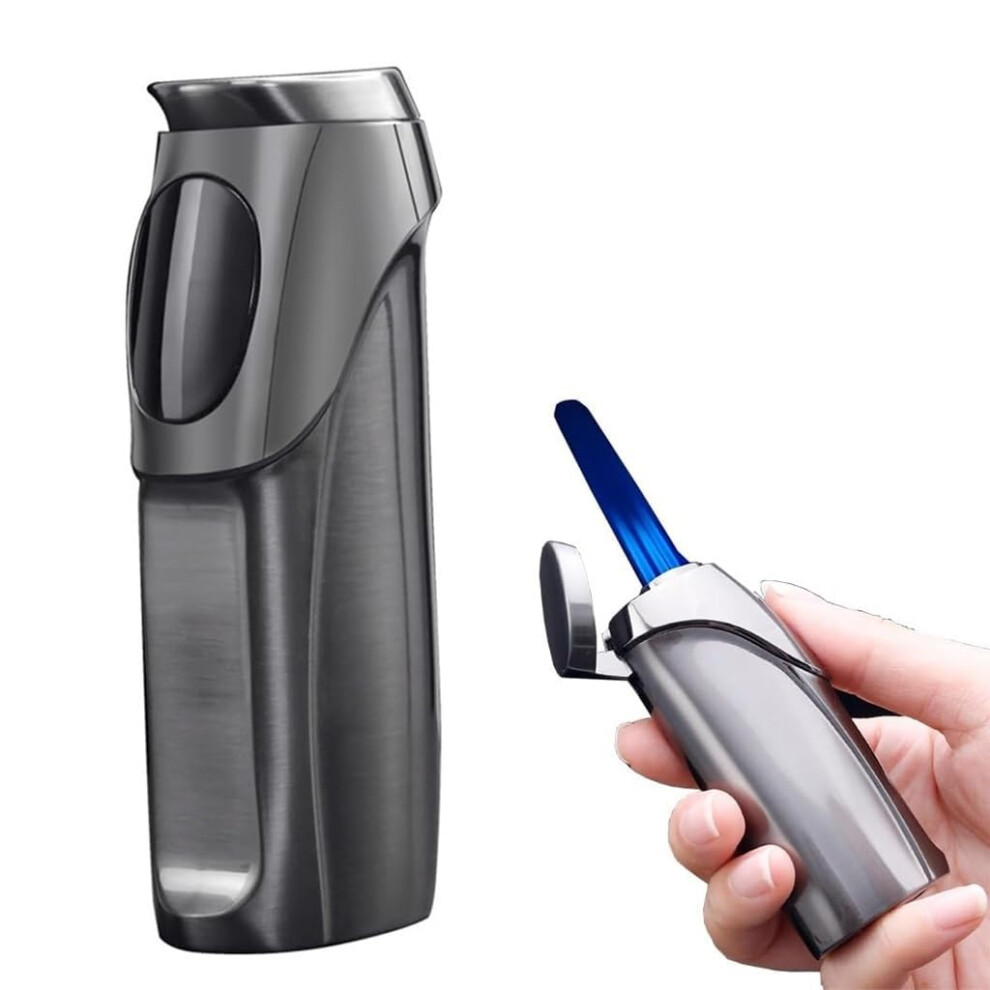 Triple Jet Flame Torch Lighter, Windproof Refillable Butane Cigar Lighter with Touch Ignition, Chrome Gift for Men
