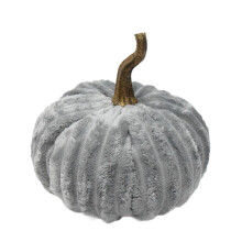 Stoff-Samt-Kürbis-Skulptur-Ornament für den Innenbereich,-Grau