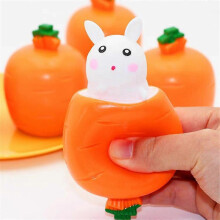 (1PC White) Squeeze Toys Carrot Rabbit Fidget Toys Pop Up Squishy Rabbit in Carrot Stress Relief for Kids Adult Novelty Toy Easter Gift