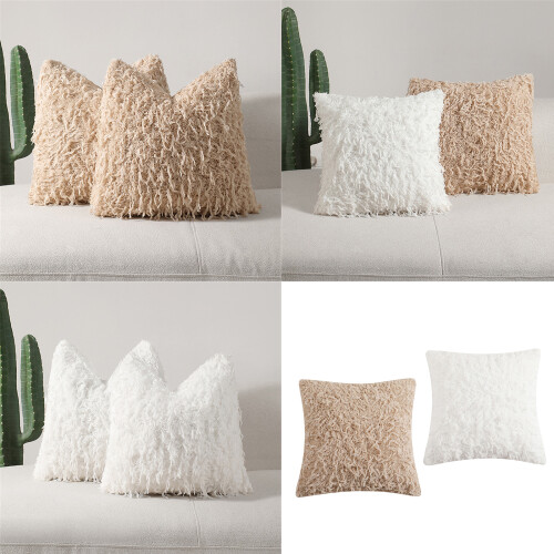 Sturdy Plush Pillow Case Breathable Feather Like-45 45 White 2