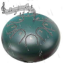 (Green) Waterproof Rain Drum Chime for Outdoor Garden, 6 Inches 8 Notes Chakra Drum for Relaxation and Meditation