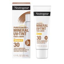 Neutrogena Protezione Solare Minerale Colorata per il Viso, SPF 30 ad Ampio Spettro, con Ossido di Zinco e Vitamina E, Tonalità Medio-Scura, 32 ml