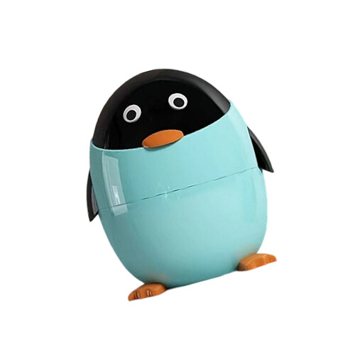 Lovely Cartoon Waste Bin Easy Open Lid Trash Can Space-Blue