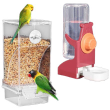 Automatic Bird Feeder and Water Dispenser Set Vacation-Burgundy