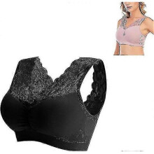 (L, Black) Anti-saggy Breasts Bra, Nula Bras Anti Sagging,plus Size Lace Breathable Sleep Sports Bra Wirefree Anti Sagging Bra - RiRi