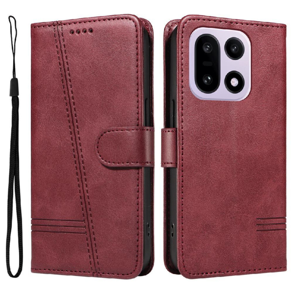 Filp Case For Oneplus 15 Wallet Phone Case With Credit Card Slot Detachable Bracelet Pressed Pu Leather Black 764563345663