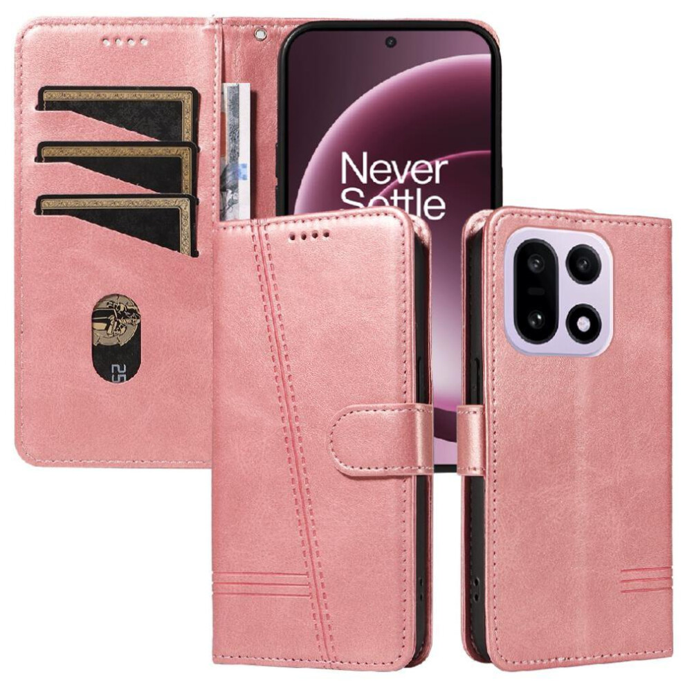 Filp Case For Oneplus 15 Wallet Phone Case With Credit Card Slot Detachable Bracelet Pressed Pu Leather Black 764563345717