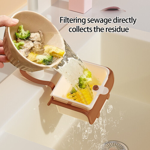 Faucet Mounted Compact Sink Strainer Basket Auto Dump-Khaki 1