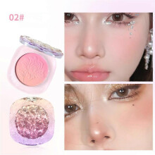 (color02) Flower Gradient Blush Delicate Embossing Matte Pigment Nude Natural Women Face Makeup Cosmetics
