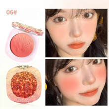 (color06) Flower Gradient Blush Delicate Embossing Matte Pigment Nude Natural Women Face Makeup Cosmetics