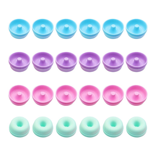 24pcs Silicone Baking Molds Round Doughnuts Cake-Macaron color