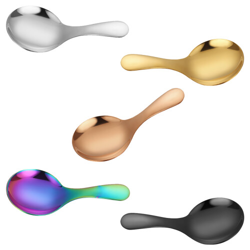 9Pcs Miniature Scoops Nonrust Steel Flat Handle-Rose Gold 1