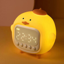 Cute Duck Alarm Clock Night Light, Children's Fun Duckling Wake Up Lamp, Alarm Clock, Night Light for Kids' Bedroom Decoration, Sleep Training Clock,