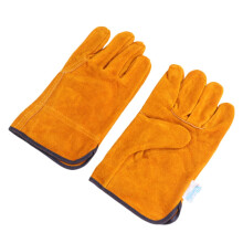 Heat Resistant Leather Gloves, Durable Cowhide Short Cuff Welding Gloves for BBQ, Soldering, and Metalwork
