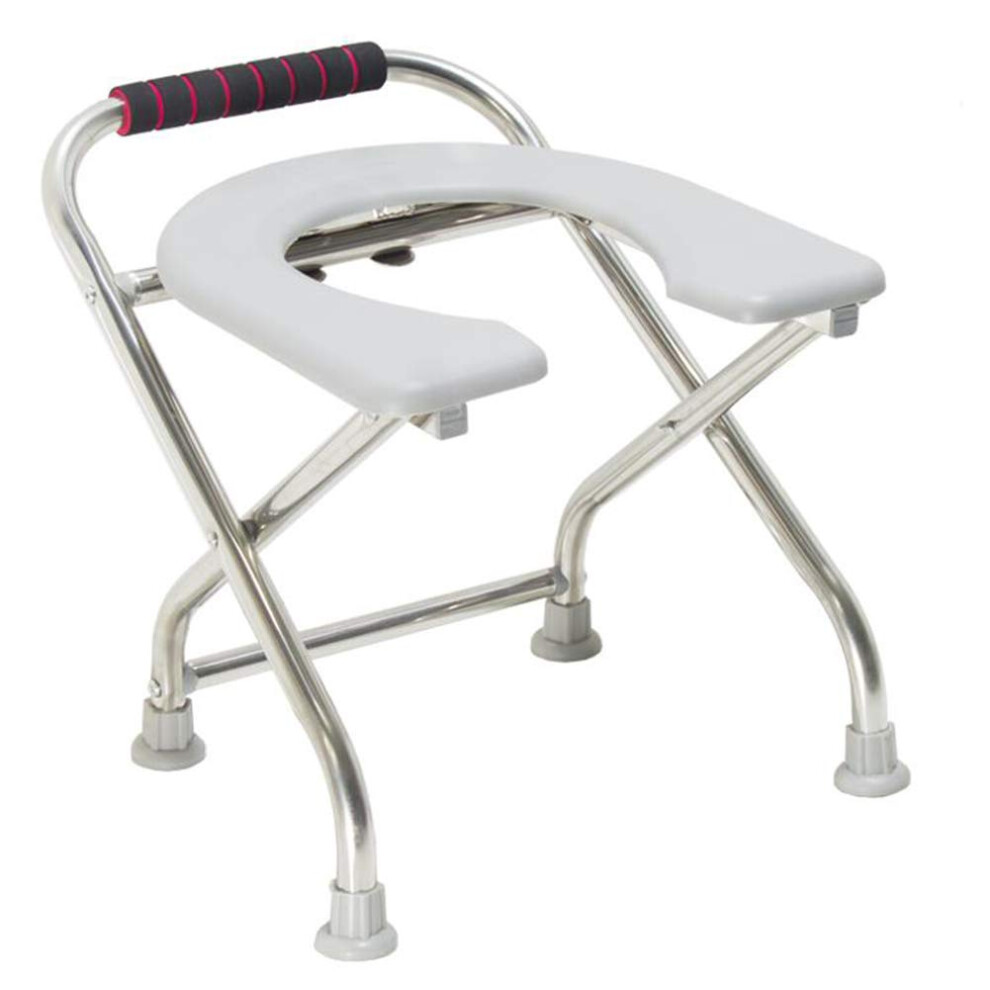 Stainless Steel Portable Commode Chair, Folding Toilet Chair with UShaped Seat for Elderly Camping Use