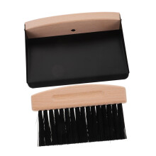 Mini Dustpan and Brush Set with Magnetic Lock Storage, Compact Wood Desk Cleaning Brush for Tabletop