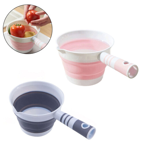 Long Handle Foldable Water Scoops For Infant Care-Pink 2