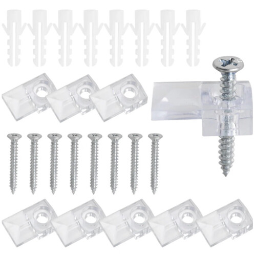 Mirror Hanging Kit 50 Sets with Clear Mirror Clips for Wall Mount, Secure LowProfile Glass Holders 1