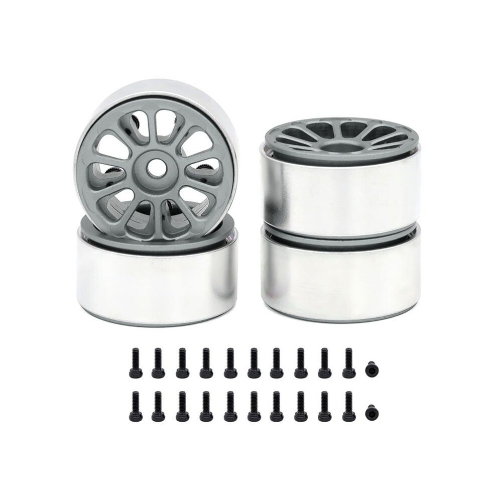 4Pcs 1.0In Metal Wheel Rims For 1/24 1/18 Rc Crawler Car Axial Scx24 Ax24 Fcx24 Enduro24 Trx4m,10-Spokes Grey Tauoh