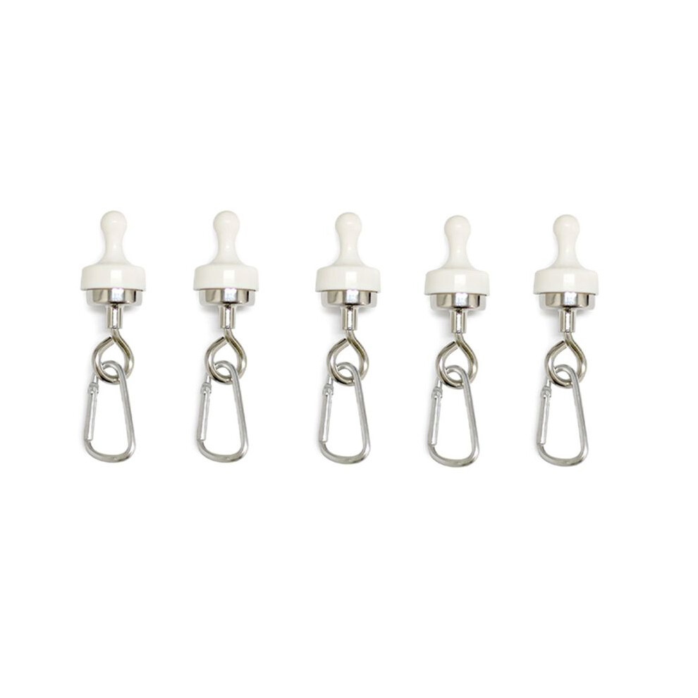 5Pcs Magnet Camping Hooks Carabiner Clip Heavy Duty Magnet Hanger D Shape Tent Buckles For Outdoor Camping Hooks-White 6031974572846