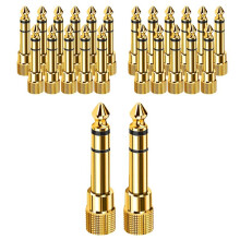 50Pcs 6.5MM 1/4inch Jack Plug Male to Female 3.5MM Socket Male to Feamle Audio Cable Adapter Stereo Pure Copper Plugs