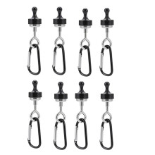 8PCS Magnet Camping Hooks Carabiner Clip Heavy Duty Magnet Hanger D Shape Tent Buckles for Outdoor Camping Hooks-Black