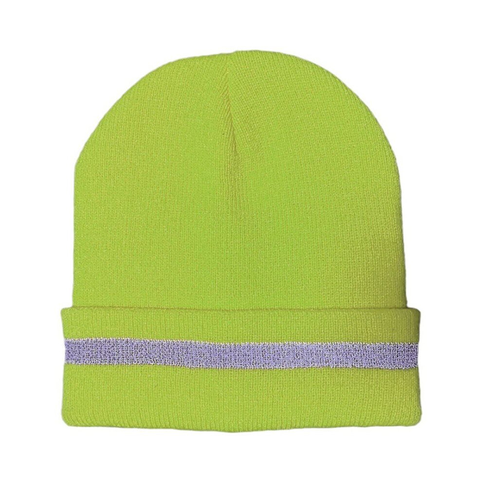 Unisex Reflective Stripe Knitted Hats Beanies Luminous Outdoor Cycling Ski Warm Caps Women Men,Fluorescent Yellow 6034170086995