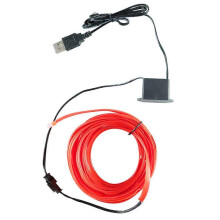(5m, red) 5M USB Car Interior LED Strip Lights Ambient Lighting Blue Neon Dash Glow Tube