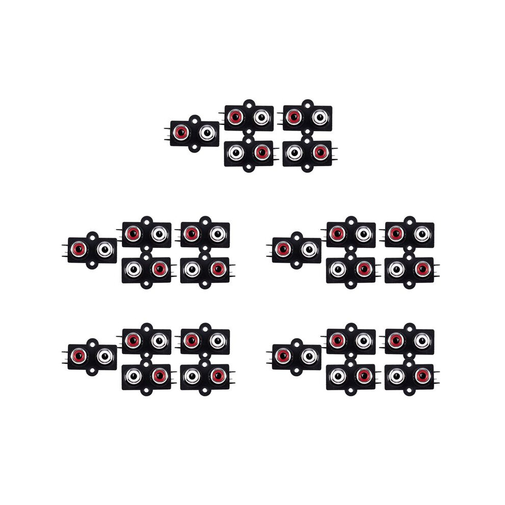25Pcs Pcb Mount 2 Position Stereo Audio Video Jack Rca Female Connector Red/Black/White 6031170369387