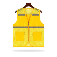 Visibility Reflective Safety Vest Yellow 24.4 inch, Breathable Mesh with Zipper and Pockets for Construction Running