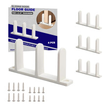 Sliding Closet Door Floor Guide ABS for 13/8 Inch Doors, White Bottom Track Hardware Kit with Screws, Smooth Glide 4 Pack