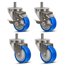 3 Inch Stainless Steel Caster Wheels Set of 4 Heavy Duty Industrial Casters with Brake and Swivel for Carts