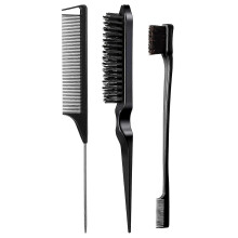 (3pcs, Black) Household Hair Coloring Comb Set Professional Weaving Styling Combs For Combing Bangs Hairlines Eyebrows