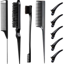 (Nine Piece Set, Black) Household Hair Coloring Comb Set Professional Weaving Styling Combs For Combing Bangs Hairlines Eyebrows