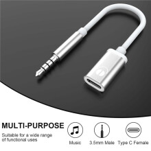3st 3,5 mm Hane Till Typ C Hona Ljudkabel Sladd, Analogt Ljuduttag Hörlurar Ljudadapter för MP3-Spelare, Bärbar Dator, Surfplatta C