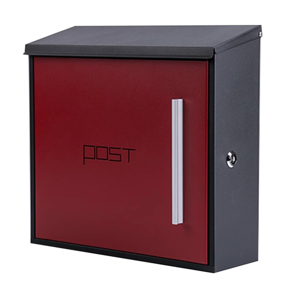 Wall Mounted Mailbox With Lock And Key, Weatherproof Red Metal Locking Mailbox For Home Or Office 9771547036821