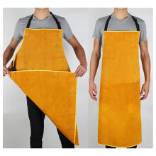 Welding Leather Apron Yellow 70x100cm HeatResistant FlameRetardant Cowhide Work Apron with Adjustable Straps