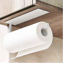 Kitchen Paper Towel Holder Under Cabinet - Toilet Roll Holder Wall Mounted Self Adhesive, Black - DD01