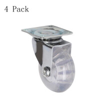 4 Pack Transparent Furniture Casters 6.9cm Polyurethane Swivel Wheels Silent Smooth Rolling Floor Protection