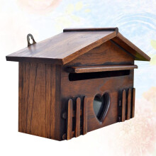 Wooden Mailbox Outdoor Post Box Rainproof Retro Wall Mounted Letter Box with Secure Lock for Home and Office