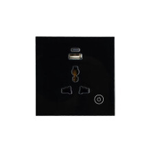 (black) Matter WIFI Zigbee Wall Socket With USB Type C Universal Electrical Plug Outlet Power Touch Switch For Alexa Google Home Tuya